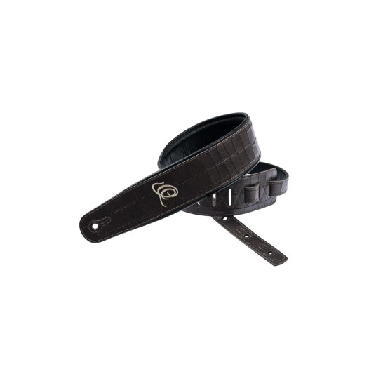 Ortega Guitars Ortega Oscu-1 Gitar Lærreim 70mm 3-Lags Dark Brun Croco