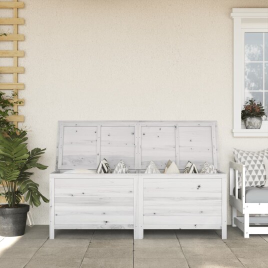 vidaXL Putekasse hvit 150x50x56,5 cm heltre gran