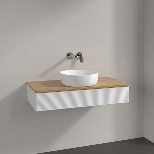 Villeroy & Boch Antao Servantskap med 1 skuff 100x50x19 cm m/lys Hvit Blank/Eik