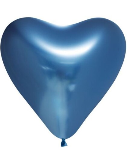 6 stk 30 cm Blå Glossy Mirror Hjerteballonger