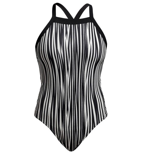 Funkita Badedrakt UV50+ Sky Hi One Stick Stack 16 18 år 176 188 Badetøy Hvit Svart