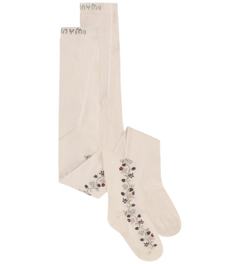 Minymo Strømpebukser 2 pack Birch m. Blomster Minymo 140/146 Strømpebukser Rosa 140 146