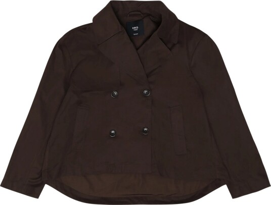 Mango Teen Double Breasted Trench Coat With Notch Lapel   DARK BROWN   S