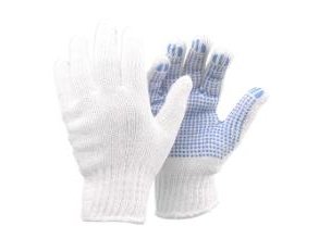 Handske Strikket Bluestar Basic Dot Str L (9) Bomuld/Pvc Med Dotter Hvid/Blå,12 Par/Pk