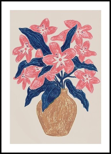 Pink Floral in Terracotta Vase Plakat Plakat / 21x30cm