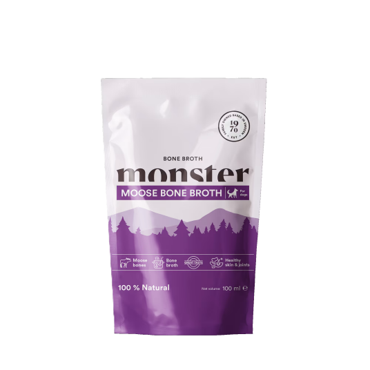 Monster Pet Food Bone Broth med Elg 100 ml - Våtfôr til Hund