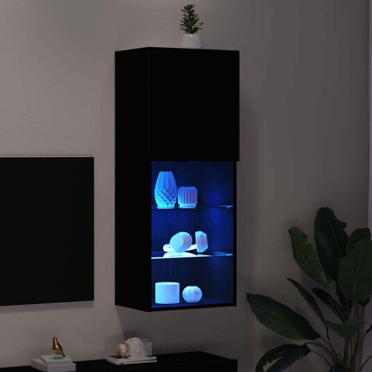  TV benk med LED lamper Svart Eik 40,5x30x102 cm