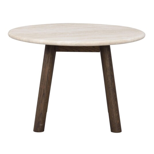 Rowico Home Taransay Sofabord, Beige travertin, Brun eik, Ø60   Unoliving