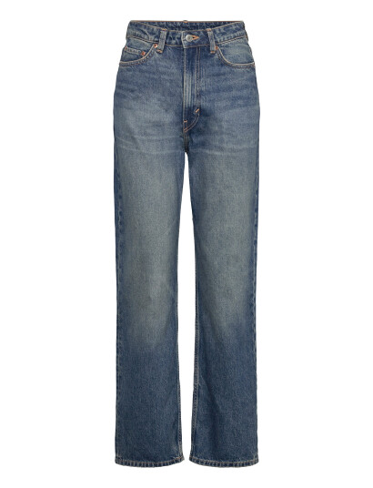 Weekday Rowe Super High Waisted Regular Straight Leg Jeans - Blue - 23 x 32