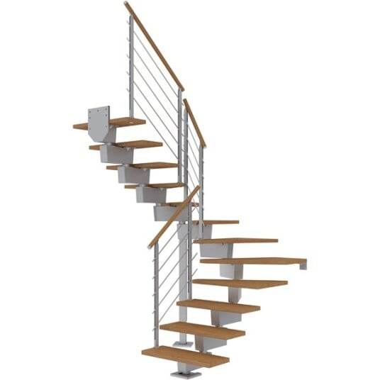 Dolle Dubai U trapp Pearl Grey  design oljeret Eik 80 16   Loddret Høyde 289 357cm