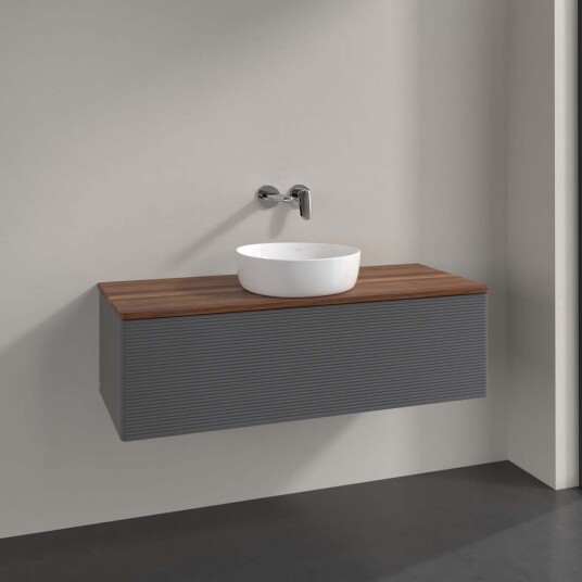 Villeroy & Boch Antao Servantskap med 1 skuff 120x50x36 cm u/lys Antrasitt/Valnøtt