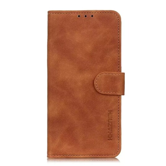 Khazneh iPhone 12 / 12 Pro KHAZNEH Retro Skinndeksel med Lommebok - Brun