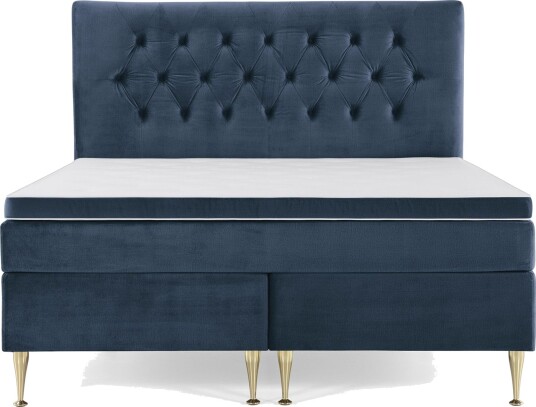 Royal Velvet Komplett Sengepakke 160x200 cMørkeblå Fløyel/Høye Gullben