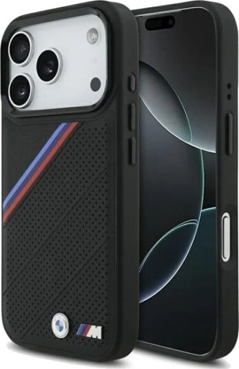 BMW M MagSafe Mobildeksel med Tricolor Metall-logo til iPhone 17 Pro - Svart