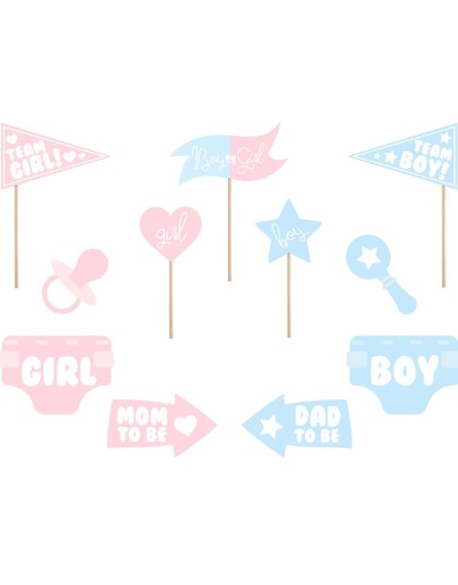 11 stk Rosa og Blå Babyshower Selfie/ Fotoeffekter Gender Reveal