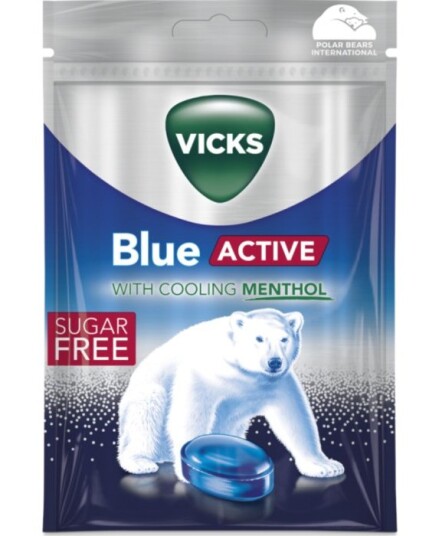 Vicks Blue Active Sterk Mentol Sukkerfri 72 gram