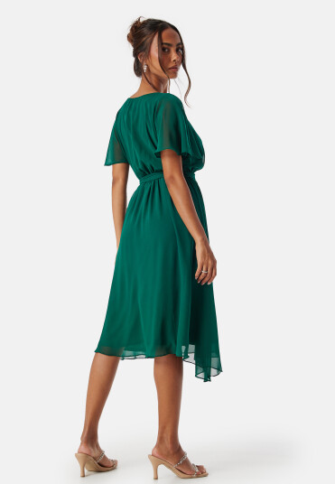Goddiva Flutter Chiffon Midi Dress Green XL (UK16)