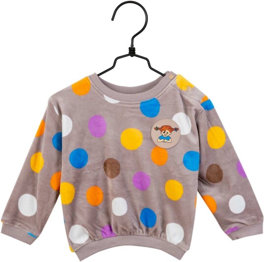 Pippi Langstrømpe Bubbles Velour Genser Beige