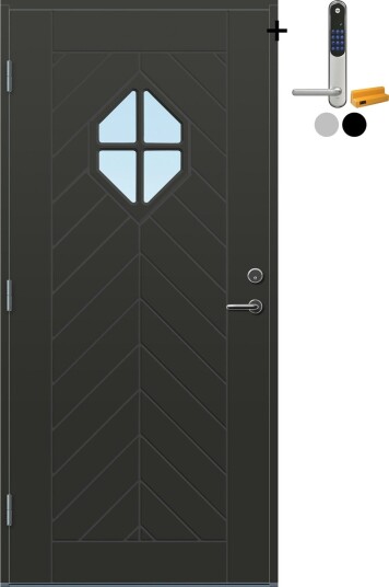 Ytterdør Bygg1 Norefjell med Yale Entrus BxH: 90x200 cm, Venstre, RAL 7016, Antrasitt, Yale Sølv