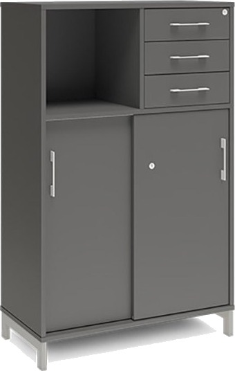 Kontorskab Dna, 800X1275 Mm, Antracit/Hvid, Skydedør Og Skuffemodul 3A4/2A4 Kontorskab Dna, 800X1275 Mm, Antracit/Hvid, Skydedør Og Skuffemodul 3A4/2A4