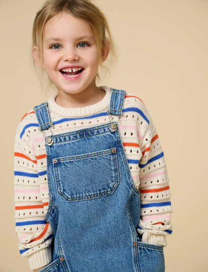 Kids Only Kmgstina Life L/S O-Neck 3D Stripe Knt Beige 92