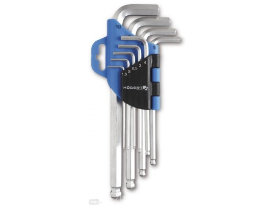 Hogert Technik L-formet Sekskantnøkler 9 Stk Krom-Vanadium Stål HT1W804 Hogert Technik L-formet Sekskantnøkler 9 Stk Krom-Vanadium Stål HT1W804