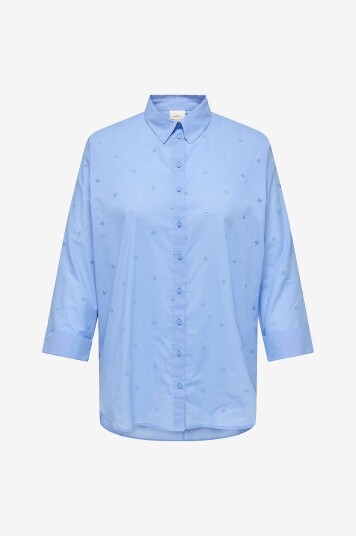 Only Carmakoma Skjorte carNew Grace Julia LS Emb Shirt Blå