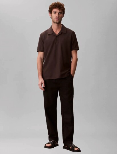 Calvin Klein Jeans Ss Easy Micro Waffle Camp Polo Brown XL