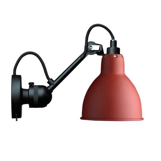 Lampe Gras N304 Vegglampe Matt Sort & Matt Rød Med Av/På Knapp