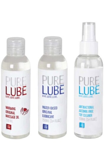 Water-Based Lubricant + Antibacterial Toy Cleaner + Warming Massage Oil 3 x 150 ml