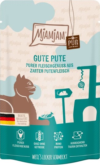 Mjamjam Quetschie Pure Meat Delight Våtfôr Ren Kalkun 24x125g