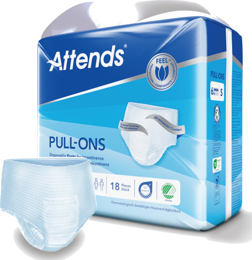 Attends Pull ons 6 buksebleie Small 18 stk. Attends Pull ons 6 buksebleie Small 18 stk.