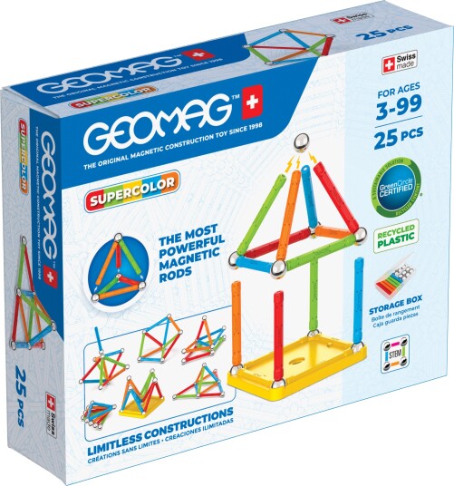 Geomag Supercolor 25 Deler Magnetisk Byggesett - Fargerik Kreativitet