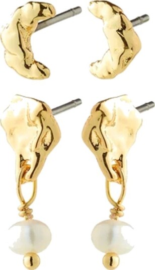Pilgrim Oryth Earrings 2 In 1 Set Gold Plated GOLD PLATED One Size Pilgrim Oryth Earrings 2 In 1 Set Gold Plated GOLD PLATED One Size