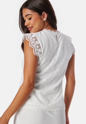 Pieces Olline SL Lace Top White XS Pieces Olline SL Lace Top White XS