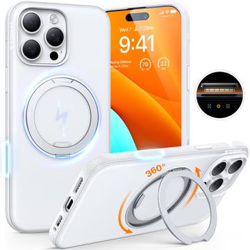 Torras iPhone 16 Pro O Fitness deksel med 360 kickstand   MagSafe kompatibel   Hvit