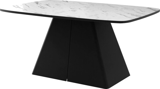 Novaj Spisebord uttrekkbart 180-256 cm - Svart, hvit (marmor)