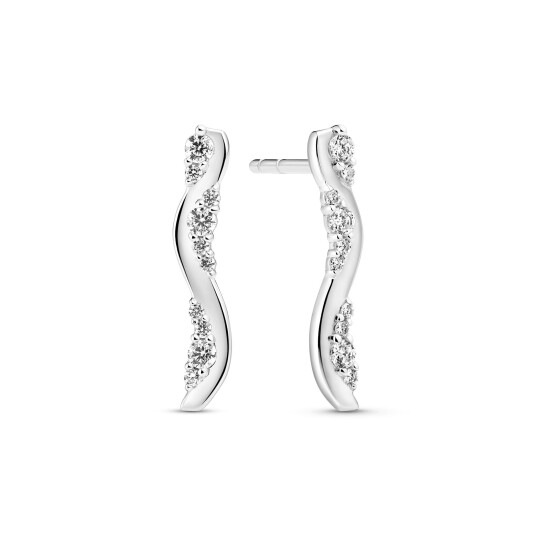 Sif Jakobs Jewellery Ellera Waves Altro Lungo Earrings Sølv farge Hvit 19.5 mm