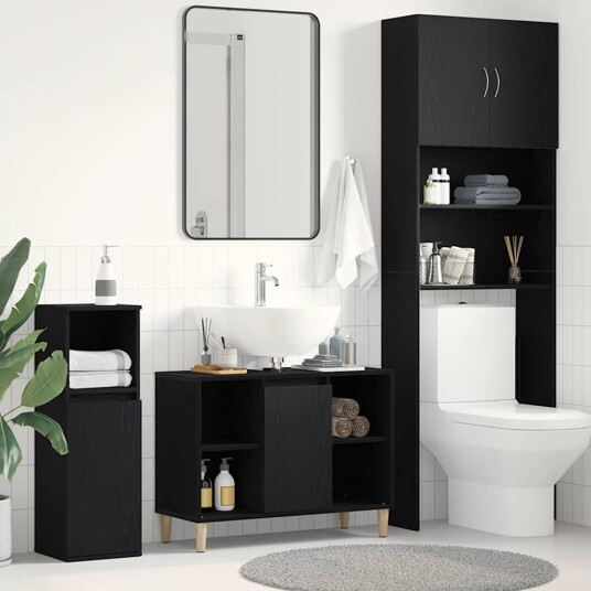 Vaskskap svart eik 80x33x60 cm konstruert tre Vaskskap svart eik 80x33x60 cm konstruert tre