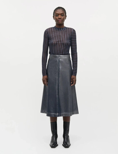Mads Nørgaard Metallic Denim Stellar Skirt - Grey - 40