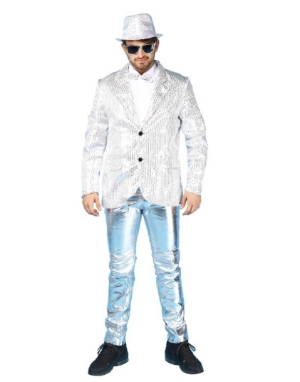 Sølvfarget Blazer med Paljetter   Onesize M/L