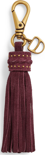 Lauren Ralph Lauren D Ring & Studded Suede Tassel Charm Burgundy ONE SIZE Lauren Ralph Lauren D Ring & Studded Suede Tassel Charm Burgundy ONE SIZE