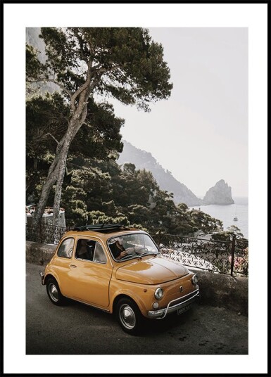 Little Orange Car in Capri Portrait Plakat Plakat / 40x50cm