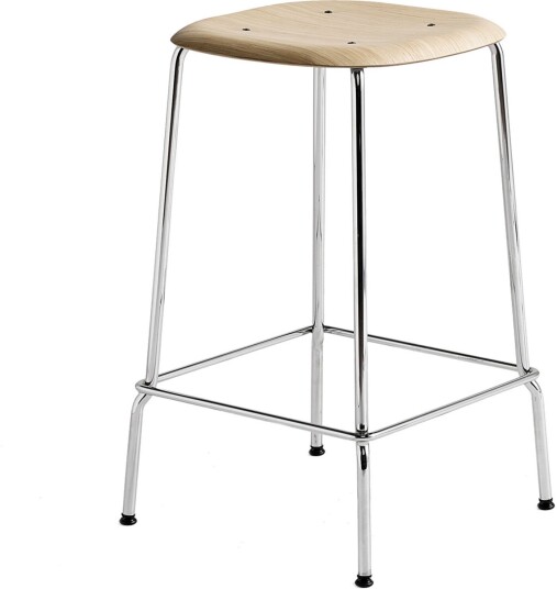 Hay - Soft Edge 80 Low / Water Based Lacq Oak Chrome Base Barstoler Iskos-Berlin Tre Farget Metall/tre