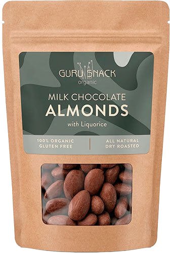 Guru Snack Mandler m. hvit sjokolade & lakris Økologisk 100 g Guru Snack Mandler m. hvit sjokolade & lakris Økologisk 100 g