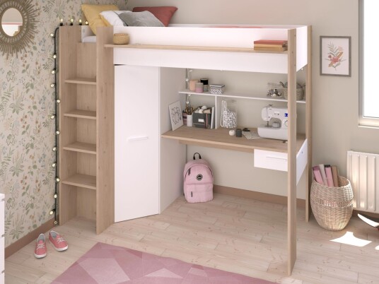 Parisot Group Loftseng med Skap Grayson 90×200 Hvit Parisot Group Loftseng med Skap Grayson 90×200 Hvit