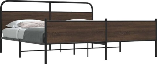  Sengeramme i metall uten madrass brun eik 193x203 cm 8721158549853