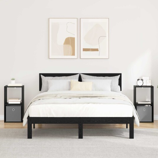  Nattbord 2 pcs Svart Eik 30,5 x 27 x 59,5 cm Konstruert tre