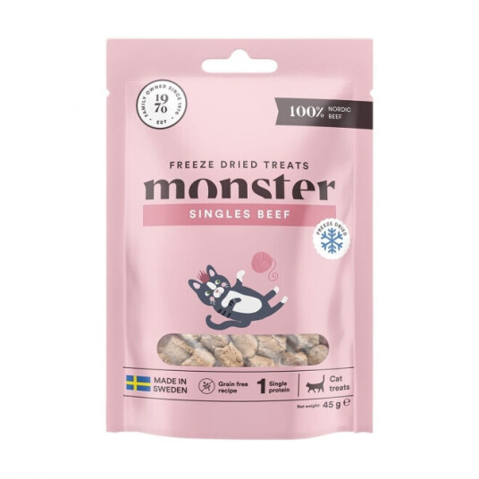 Monster Pet Food Frysetørket Kattegodis Oksekjøtt 40 g