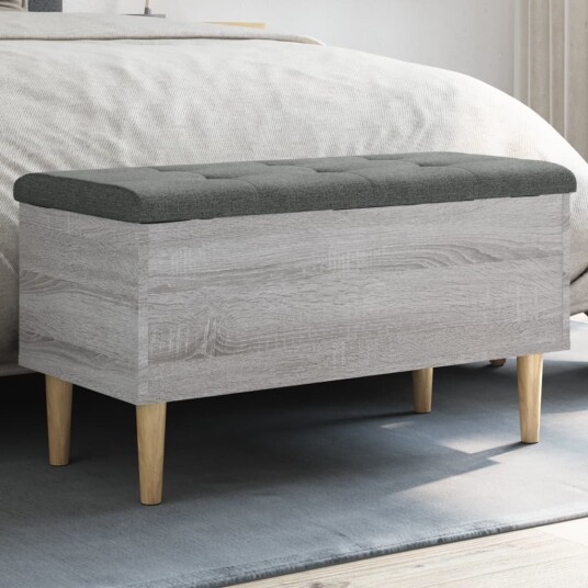 Oppbevaringsbenk grå sonoma 82x42x46 cm konstruert tre Oppbevaringsbenk grå sonoma 82x42x46 cm konstruert tre